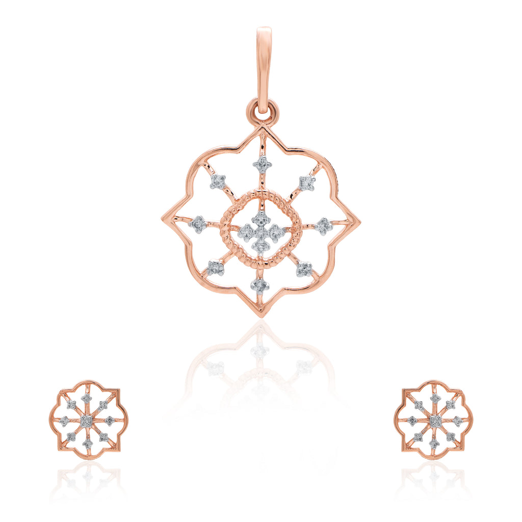 Serina Halo Diamond Pendant Set