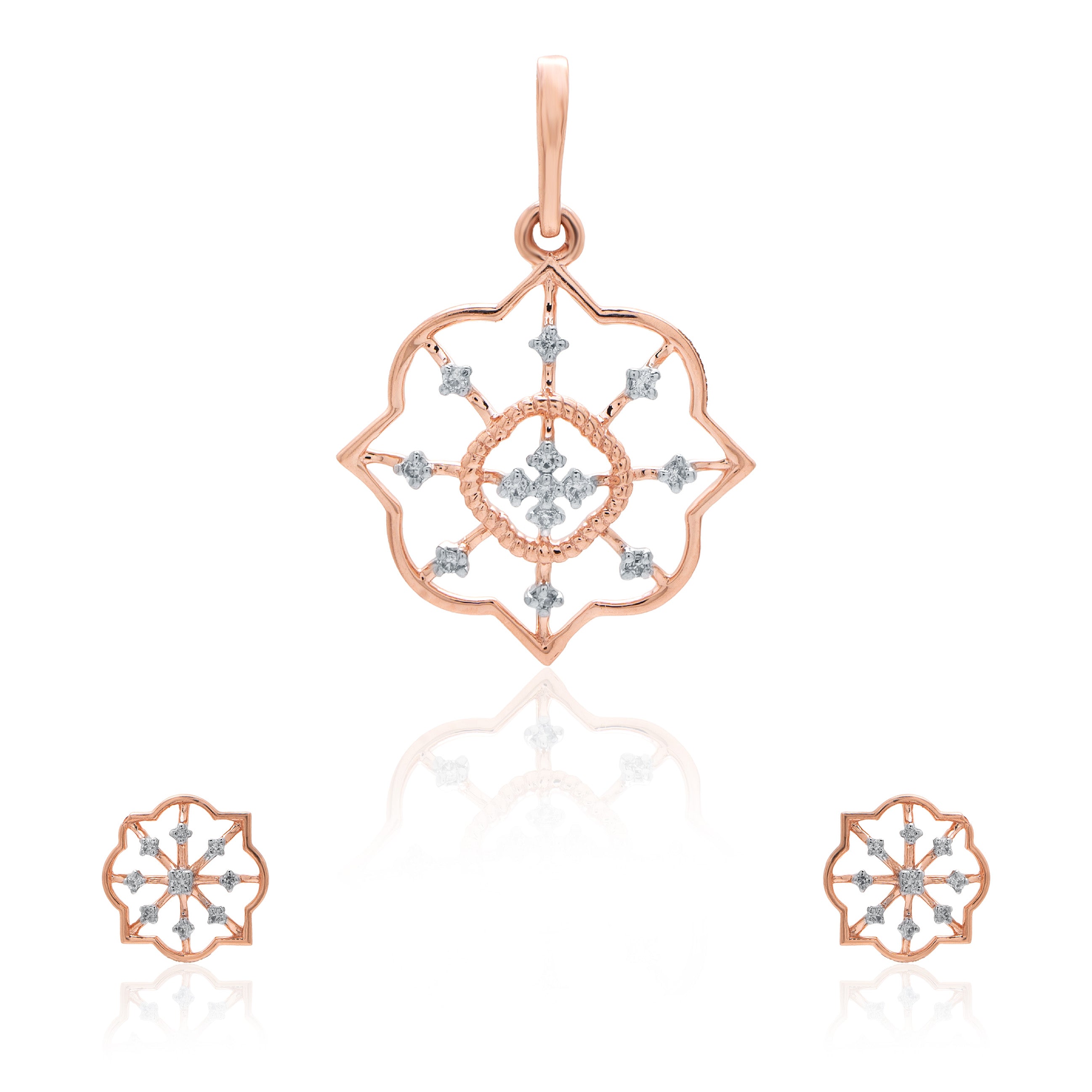 Serina Halo Diamond Pendant Set